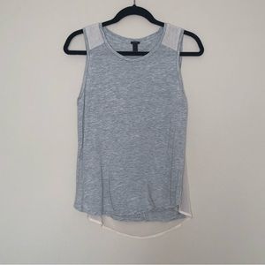 J. CREW | Mixed Media Gray Cream Flowy Lightweight Tank Top Sleeveless Shell
